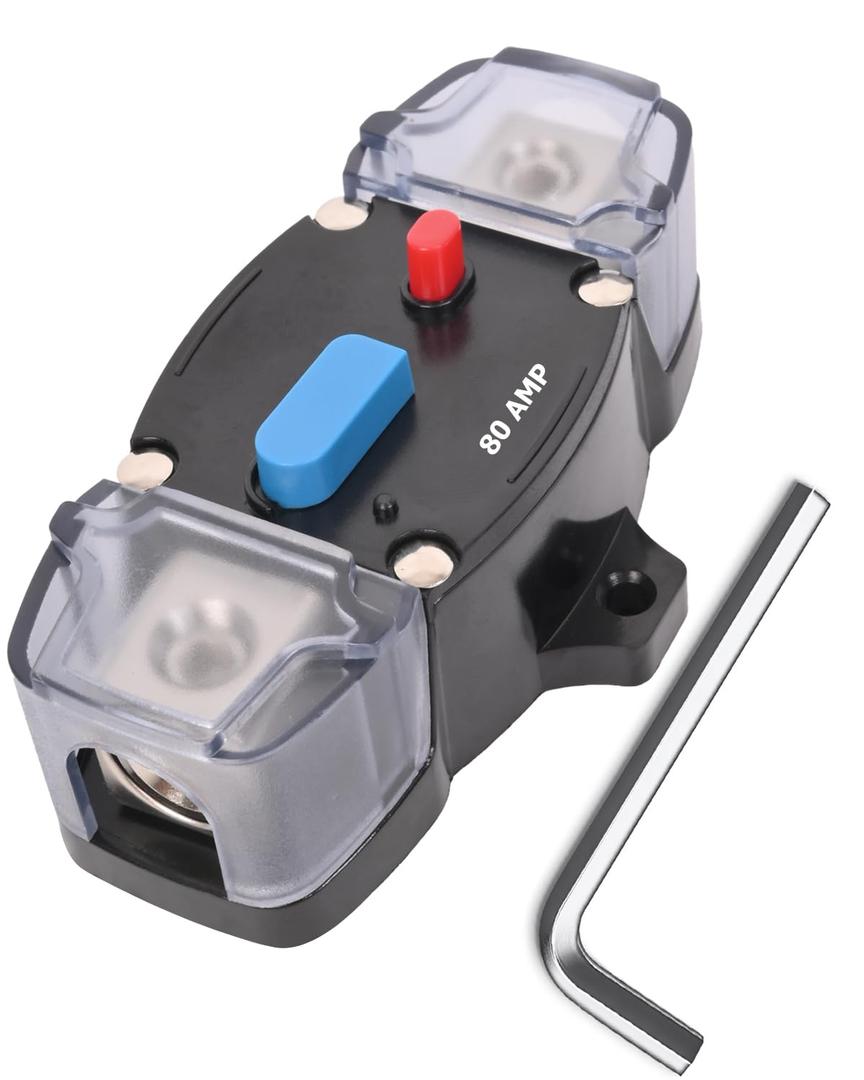 80 Amp Circuit Breaker 12-48 Volt DC 80A Self Recovery Resettable High Amp Circuit Breaker with Manual Reset Button for Automotive RV Marine Boat Car Audio and Amps Protection