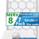 2 Pack OlitAir 14x20x1 MERV 8 Air Filter,AC Furnace Air Filter,Reusable ABS Plastic Frame, 7 Pack Replaceable Filter Media (Actual Size: 13 3/4" x 19 3/4" x 3/4")