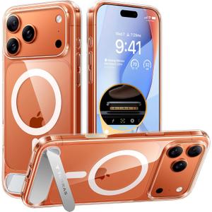 TORRAS Strong Magnetic & Seamless Stand for iPhone 17 Pro Max Case, Anti-Yellowing, Fit for MagSafe, Military Grade Drop Protection, Adjustable Kickstand Slim for iPhone 17 Pro Max Case Diamond, Clear