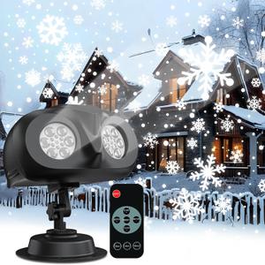 Dual-Head Christmas Outdoor Snowflake Projector Light, IP65 Waterproof, 180 Rotation, Large Scale Projection, Ideal Christmas Light Porjector for Yard, House,Indoor, Wall & Window Decor