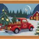 Redxing Stamped Cross Stitch Kits Embroidery kit for Beginners Adults Full Range of Embroidery Patterns Starter Kits DIY Printed Cross Stitch Kits Needlepoint Kits 11CT-Joy Christmas 15.7x19.7 inch