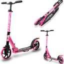 Kick Scooter for Ages 6+, for Kids, Teens, and Adults, Max Load 240 LBS, Foldable, 8-inch Big Wheels for Kids and Adults, with Kickstand, 3 Adjustable Levels, Child Safety Approved, Pink