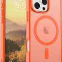 SUPFINE Magnetic for iPhone 16 Pro Max Case (Compatible with MagSafe) (Military Grade Drop Protection) Slim Translucent Matte Shockproof with Anti-Fingerprint Phone Case,Orange