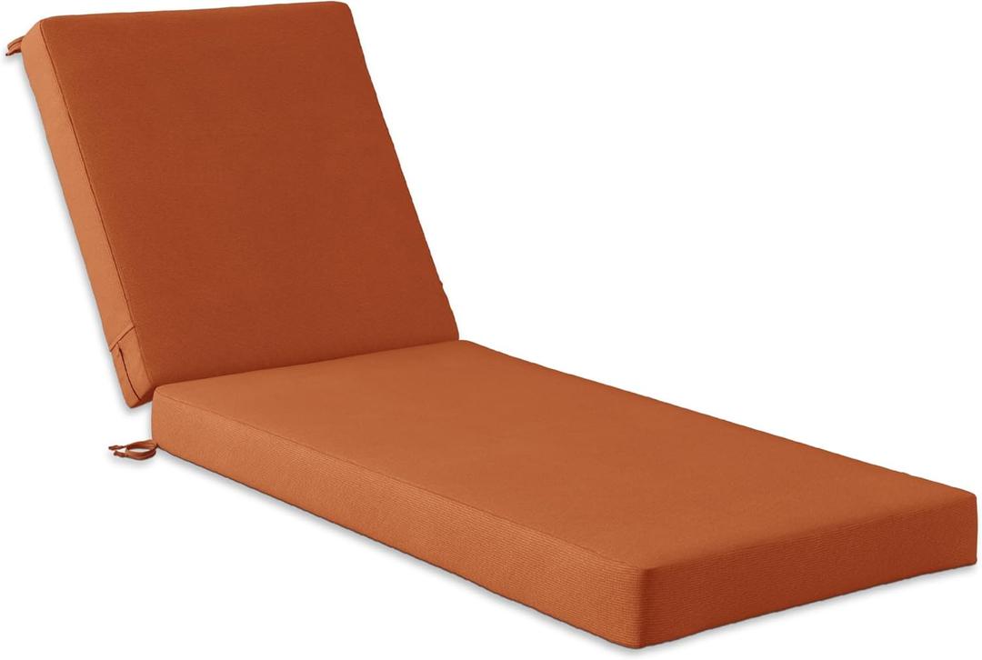 Codi Outdoor Lounge Chair Cushion, Chaise Cushions for Patio Furniture, Double Waterproof Fabric for Pool, Garden, Beach, 72 x 22.5 x 3.5 Inch 1PK Spice