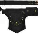 Renaissance Faire Festival Thigh Bag - Drop Leg Fanny Pack for Women - Lace Waist Utility Hip Belt - Renaissance Accessories (3-black)