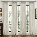 MIULEE 4 Panels Pinch Pleated 100% Blackout Linen Curtains 40"x108" Natural