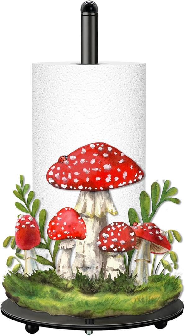 Mushroom Paper Towel Holder, Mushroom Decor for Countertop Cute Farmhouse Home Table, Housewarming Birthday Gifts for Farm