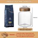 50 Fl oz/1500 ml Clear Glass Jar with Airtight Wooden Screw on Lid, Glass Pantry Canister for 500g Coffee Beans, Kitchen Food Storage Containers for Rice,Flour,Pasta,Sugar,Honey,Tea, Spice,Cereal
