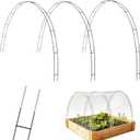 3 Pack Garden Hoops for Raised Beds, Double-Wire Steel Arches, Adjustable DIY Row Cover Support for Greenhouse & Plant Fabrics, Frost Shade Bird Protection