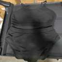 Fanuerg Women's Ribbed High Waisted Bikini Sets Scoop Neck Two Piece Swimsuits Spaghetti Strap Textured Bathing Suit
 (Medium, Black)