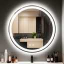 LTFUUAI 24" Round LED Bathroom Mirror with Lights, Smart Touch 3-Color Dimming Lighted Vanity Mirror wall Mounted, Anti-Fog Shatterproof with Front & Back Light, for Bathroom Vanity