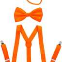Dress Up America Neon Suspender, Bow-tie, Sunglasses, Accessory Set - Adult and Kids Size Suspenders (Orange)