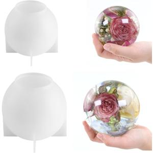 4.7'' & 4'' Large Sphere Resin Molds, 1 Pcs Ball Shape Silicone Molds, One-Piece 3D Seamless Globe Epoxy Resin Casting Mould for DIY Crafts, Flower Keepsakes, Home Decor