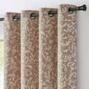jinchan 80% Blackout Curtains for Bedroom, Farmhouse Drapes with Scroll Floral Patterned for Living Room, Grommet Top Thermal Insulated Curtains, Vintage Country Drapes, 63 inch Length, 2 Panels, Taupe