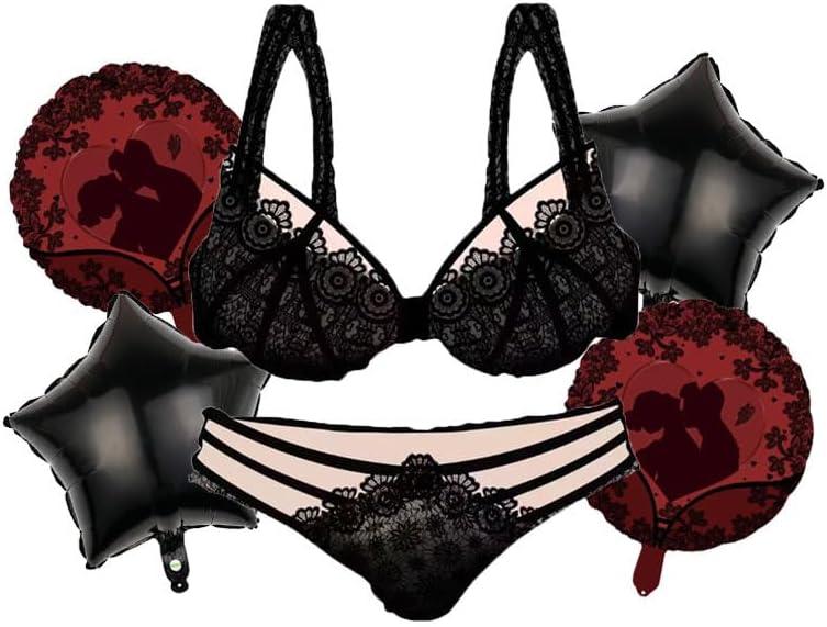 Bachelorette Party Decor Balloon Set with Lingerie Design Fun Mylar Foil Balloons for Valentine's Day Engagement Bachelorette Party Bridal Shower Wedding Anniversary Decorations Bachelorette Balloons (Black/Burgundy)