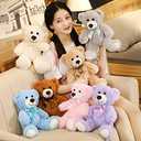 Plush Teddy Bear Cute Stuffed Animal Bear with Bow Plush Toys Gift for Kids and Girls 35cm/13.8 Inches (Khaki+Cream+Brown)