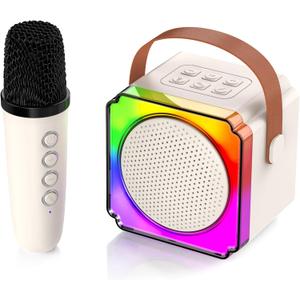Karaoke Machine GUYUCOM Mini Speaker Toys with Bluetooth Microphone Toddler Boys Girls Kids for Ages 2-4 Birthday Gifts with Colorful Light Teen Girl Gifts Trendy Stuff for Kids 8-12, Portable Quality