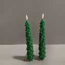 RAZ Imports Green Tree Taper Candle, Set of 2, 10.5-inch Height, Christmas Decor