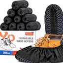 X-Large Shoe Covers Disposable 200-Pack- Black Non-Woven Fabric Disposable Shoe Covers for Indoors, Fits Men's Size 13 | Durable, Slip-Resistant Boot Covers | Protect Floors, Shoes & Booties