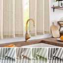 jinchan Striped Linen Kitchen Curtains 30 Inches Length Tier Curtains Farmhouse Modern Cafe Style Small Window Treatments Airy Light Filtering Rod Pocket for Living Room Bathroom 2 Panels Tan
