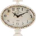 NIKKY HOME Vintage Table Clock with Beads, Silent Shelf Desk Top Clock Battery Operated Antique Design, Chic Home Decor for Fireplace Mantel, Desktop, Countertop, White
