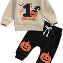 Gureui My First Halloween Baby Boy Outfit Newborn Long Sleeve Pumpkin Patch Sweatshirt Pants Toddler Infant Fall Clothes