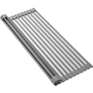 Mistifi Silicone-Coated Stainless Steel Over The Sink Multipurpose Roll-Up Dish Drying Rack, 20.8"X13.2", Heat Resistant Non Slip Dish Draining Rack BPA Free Dishwasher Safe (L, Gray)