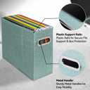 6 Packs Letter Size File Organizer, File Folders Organizer, Fabric Storage Box, Collapsible Paper Organizer with Metal Handle, Smooth PVC Rails, Only Box (Green)