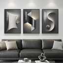 3 Piece Framed Black and White Abstract Wall Art for Living Room, Large Modern Minimalist Geometric Picture Prints Paintings, Bright Style Luxury Artwork for Bedroom Dining Room Wall Decor 30" H x 20" W x 3Pcs, Modern Black White