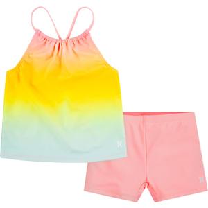 Hurley Girls' Boyshort Tankini 2-piece Swimsuit (8, Pink Flamingo/Boyshort)