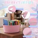 LemonRoad 5 Pcs Cotton Rope Basket with Handles 9x6x5'' Pink and Blue | Woven Storage Bin in Bedroom Home, Empty Gift Baskets at Party, Organizer with Handles, Summer Decor Accent
