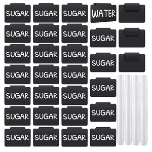 34 Pcs Plastic Basket Bin Label Clip on Removable Basket Label Clip with White Chalk Markers for Kitchen Pantry Storage Fabric Box Hanging Bin