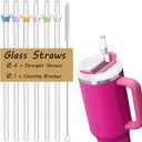 2 x Glass Replacement Straw Compatible with Stanley 40 oz 30 oz Cup Tumbler, 6-Pack Reusable Cute Straws with Cleaning Brush, Clear