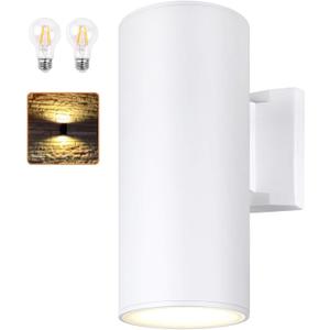 Outdoor Wall Light, Exterior Lighting - ETL Listed, 2 Light Bulbs Included, Aluminum Waterproof Wall Mount Cylinder Design - Up Down Light Fixture for Porch, Backyard and Patio