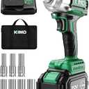 KIMO Cordless Impact Wrench, 1200N.m/900ft-lbs, 4000 RPM, 7Sockets High Torque Brushless Wrench with 3/8" Chuck, 4000mAh Li-ion Battery, Fast Charger, Variable Modes Power Impact Driver for Car Tires
