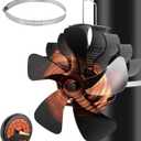 PYBBO Heat Powered Wood Stove Fan, 5 Blades Pipe Fireplace Fan, Silent Operation Motors Thermal Stove Fan for Wood Burning Stove/Pellet/Log/Gas Burner with Magnetic Thermometer