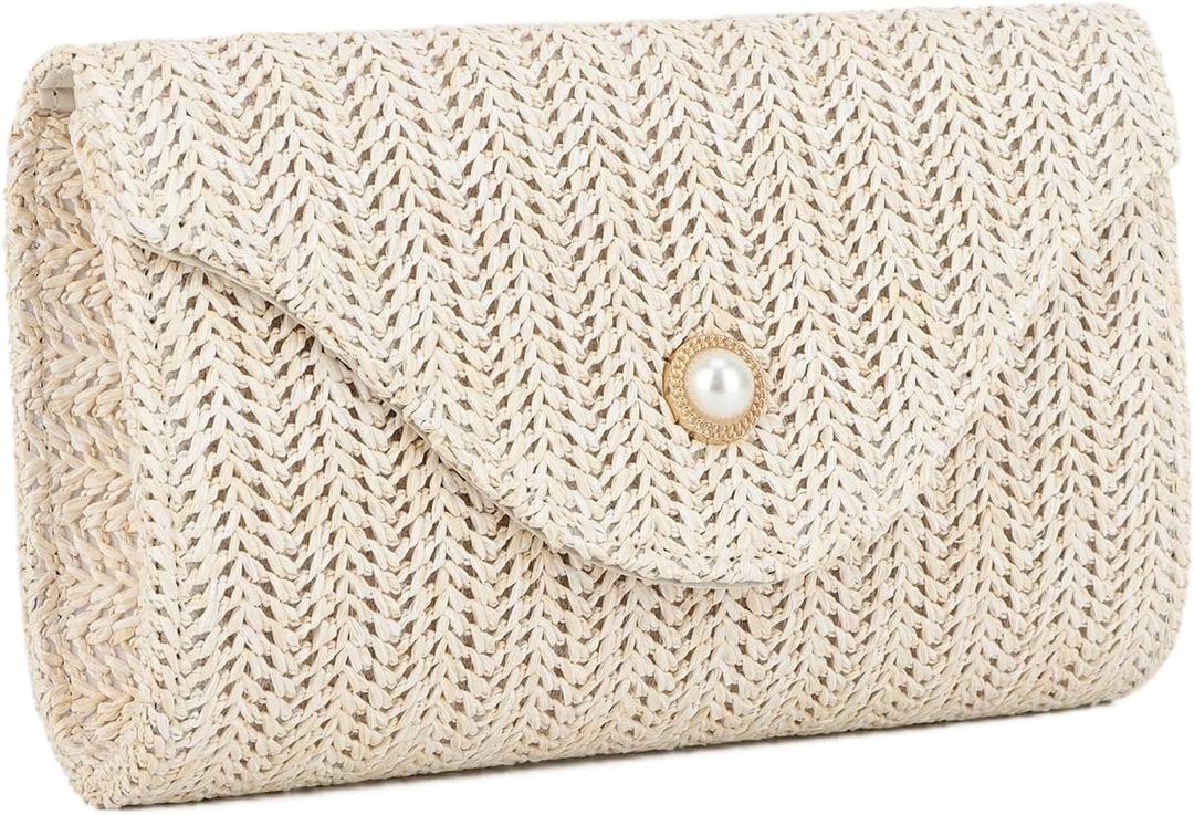 Oweisong Straw Clutch Purses for Women Summer Pearl Evening Bag Small Beach Woven Purse and Handbags 2026