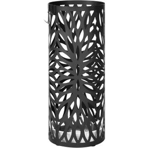 SONGMICS Umbrella Stand, Umbrella Holder for Entryway, Steel Round Umbrella Rack Freestanding, for Canes Walking Sticks, with a Detachable Drip Tray, 2 Long and 2 Short Hooks, Matte Black ULUC022B01
