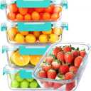 KOMUEE 30 oz 5 Pack Glass Meal Prep Containers, Glass Storage Containers with Lids - Dishwahser, Microwave, Oven and Freezer Safe, Green