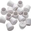 Furnigear Chair Leg Tips Caps Non-Slip Rubber Leg Tips 1 Inner Diameter Chair Leg Floor Protectors Round White, 16 Pack