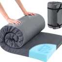 HOMBYS Memory Foam Camping Mattress Pad,Portable Sleeping Pad for Adult,Waterproof Cot Mattress,Roll Up Floor Mattress,Foldable Backpacking Travel Bed for Hiking,Guest Bed (Grey)