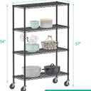 Folews 4-Tier Storage Shelving Unit with Wheels, Metal Rolling Storage Shelves NSF Adjustable Layer Steel Rack Shelf, Wire Shelving Storage for Kitchen Garage Pantry Office, Black (14D x 36W x 57H)