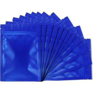 Mylar Bags for Food Storage 100 Pack 5.5 x 7.8 Inch Resealable Foil Pouch Bag with Clear Window Blue