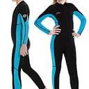 Hevto Wetsuits Kids and Youth 3mm Neoprene Full Suits Surfing Swimming Diving Keep Warm Front Zip for Water Sports (K04-Blue, 10)