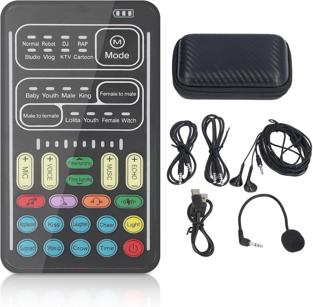 I9 Voice Changer Set, Mini Live Broadcast Voice r, Portable Sound Board Voice Changer, 8 Different Sounds/Sound Effects, for iOS, for Android (English Version)