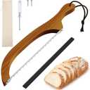 Bread Knife for Homemade Bread  16" Walnut Bow Bread Cutter with Ultra-Sharp Serrated Stainless Steel Blade, Sourdough Bread Knife for Bagels, Baguettes, and Rustic Loaves - Walnut Color