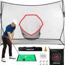 Golf Net, Golf Net for Backyard Driving, Practice Hiting Net with Mat & 6 Balls