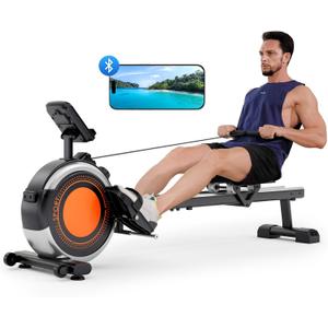 Dripex Rowing Machines for Home Use, Rowing Machine Max 350 LBS, Magnetic Rower with 16 Levels of Workout Resistance, Dual Slide Rail, Bluetooth App Supported, LCD Monitor,Row Machine for Gym Exercise