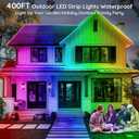 400ft Outdoor LED Strip Lights Waterproof,IP68 Outside Led Light Strips Waterproof with App and Remote,Music Sync RGB Exterior Led Rope Lights with Self Adhesive Back for Roof,Deck