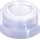 FLOWERCAT 60PCS White Plastic Plates - Heavy Duty White Disposable Plates for Easter Party/Wedding -serve for 30 guests Include 30PCS 10.25" & 30PCS 7.5" Plates for Party